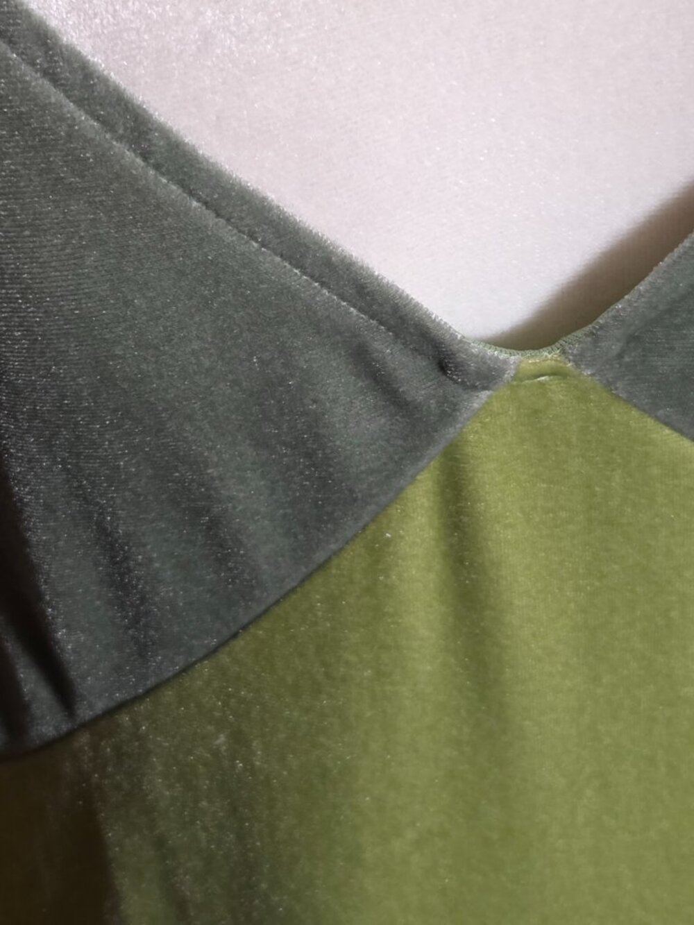 Two-Tone Green Velvet Colorblock Slip Maxi Dress - S/M - Picture 4 of 5